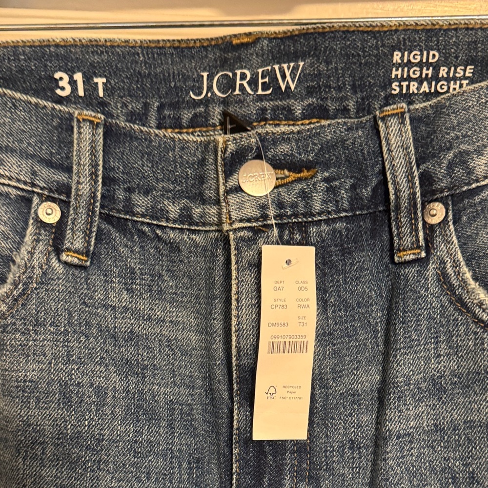 J. Crew Rigid High-Rise Straight Jeans in Medium Blue